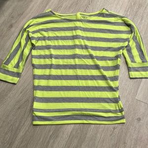 Ann Taylor LOFT Yellow/grey striped long sleeve Womens shirt